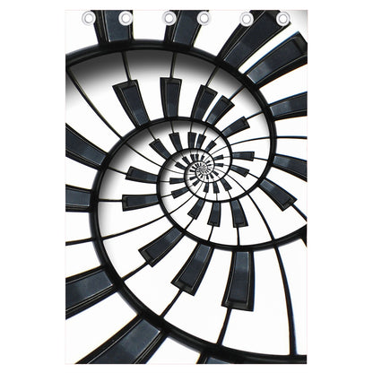 Spiral Piano Keyboard Print Curtain