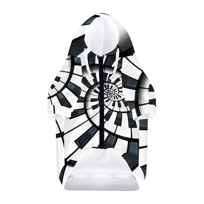 Spiral Piano Keyboard Print Dog Zip Up Hoodie