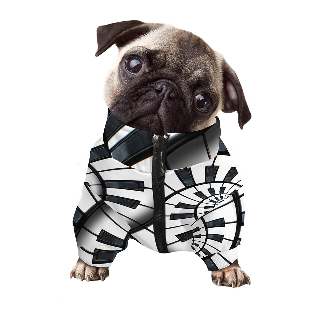 Spiral Piano Keyboard Print Dog Zip Up Jacket
