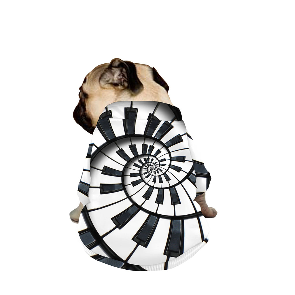 Spiral Piano Keyboard Print Dog Zip Up Jacket