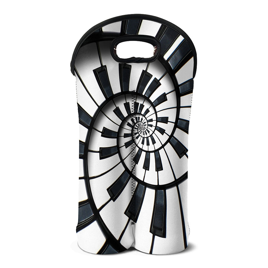 Spiral Piano Keyboard Print Double Neoprene Wine Tote