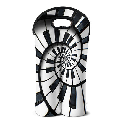Spiral Piano Keyboard Print Double Neoprene Wine Tote