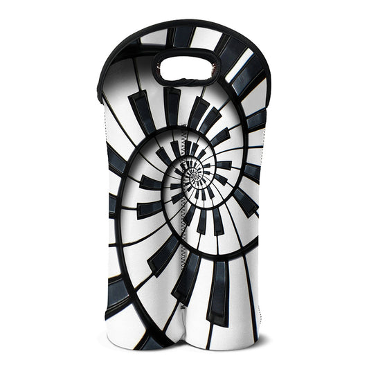 Spiral Piano Keyboard Print Double Neoprene Wine Tote