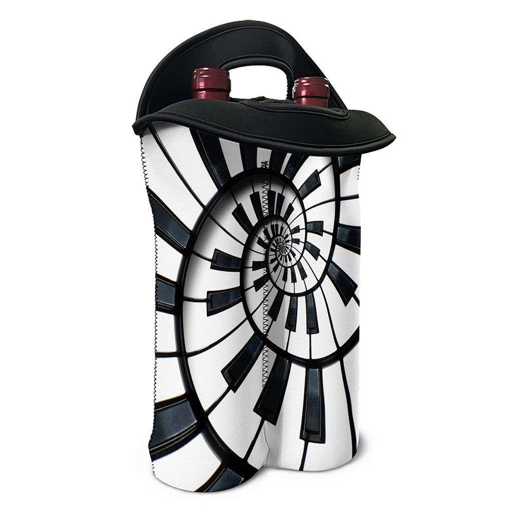 Spiral Piano Keyboard Print Double Neoprene Wine Tote