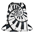 Spiral Piano Keyboard Print Drawstring Backpack