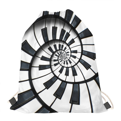 Spiral Piano Keyboard Print Drawstring Bag