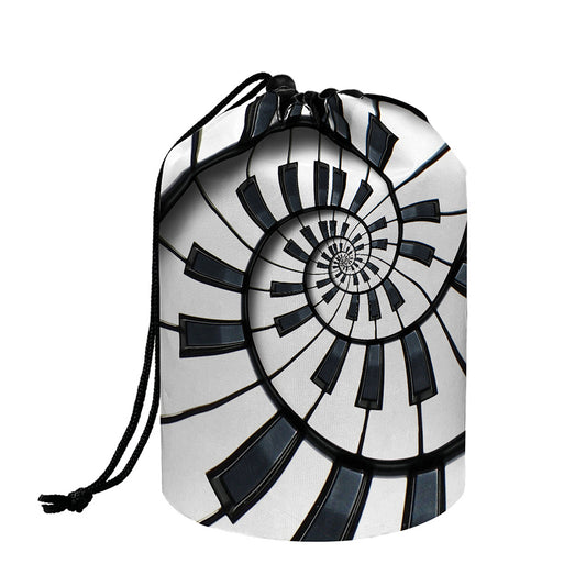 Spiral Piano Keyboard Print Drawstring Makeup Bag