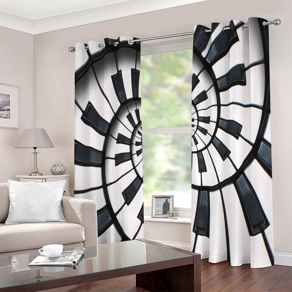 Spiral Piano Keyboard Print Extra Wide Grommet Curtains