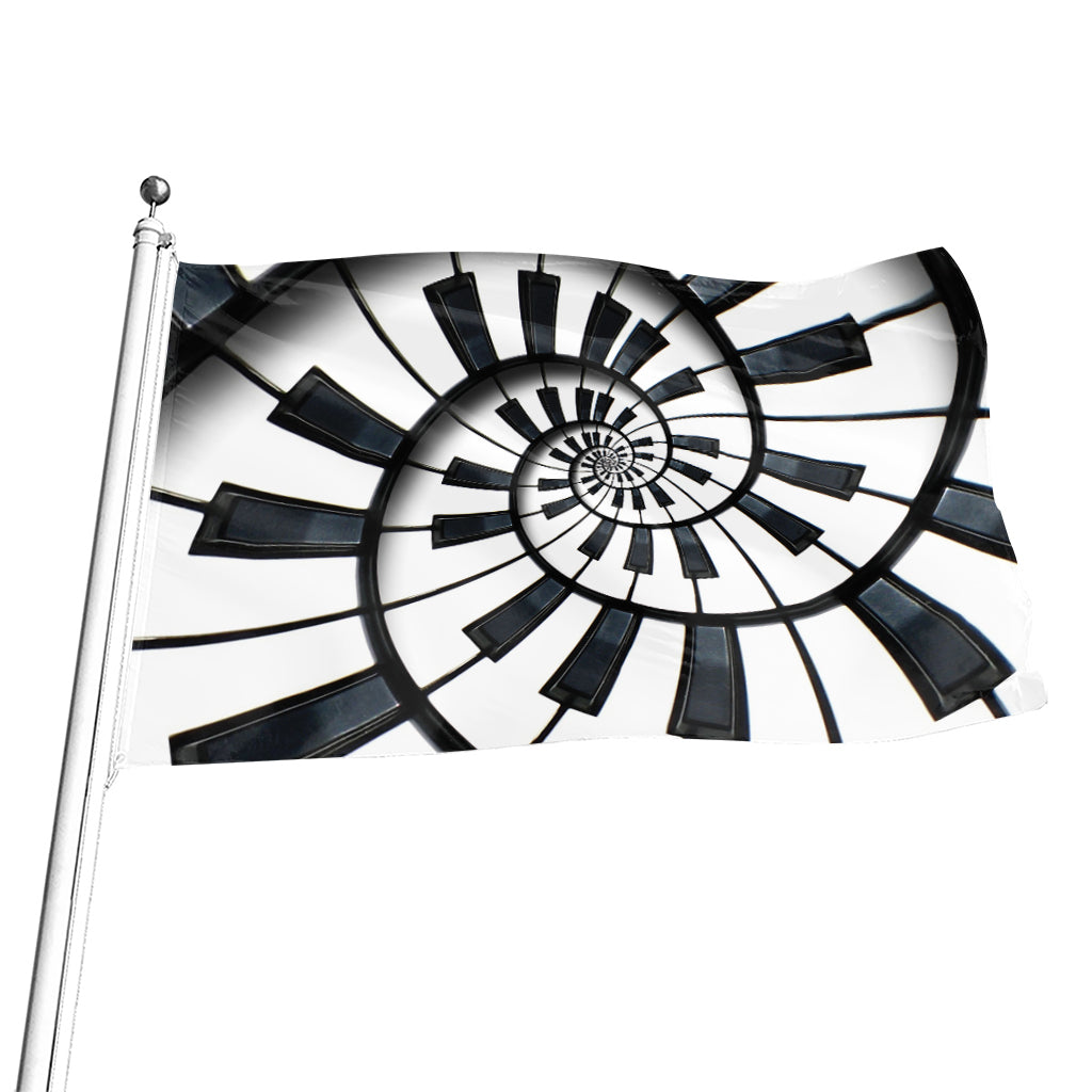 Spiral Piano Keyboard Print Flag
