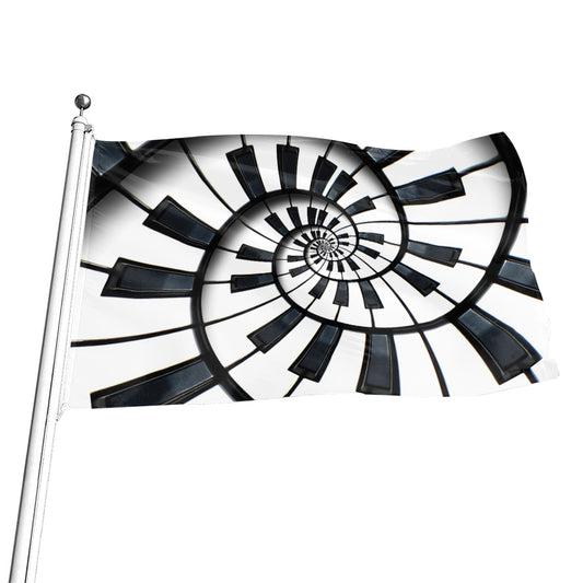 Spiral Piano Keyboard Print Flag
