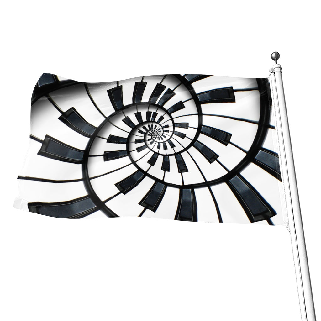 Spiral Piano Keyboard Print Flag