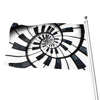 Spiral Piano Keyboard Print Flag