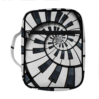 Spiral Piano Keyboard Print Front Pocket Bible Bag