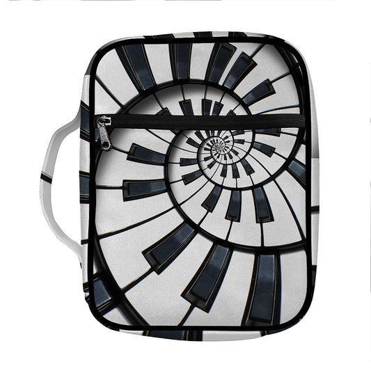 Spiral Piano Keyboard Print Front Pocket Bible Bag
