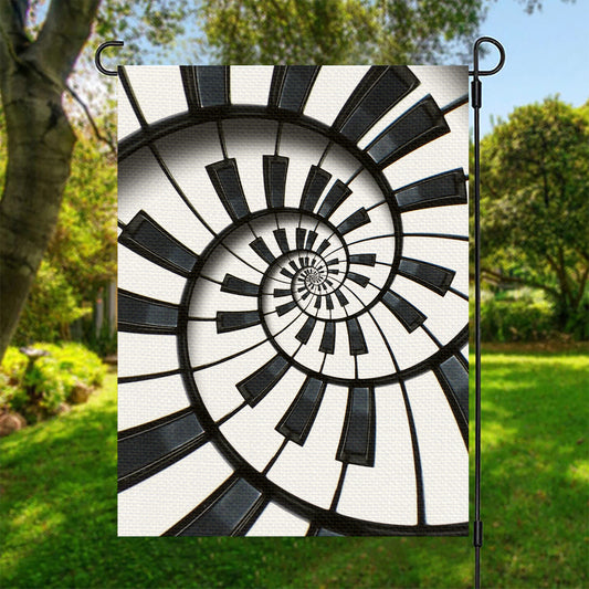 Spiral Piano Keyboard Print Garden Flag