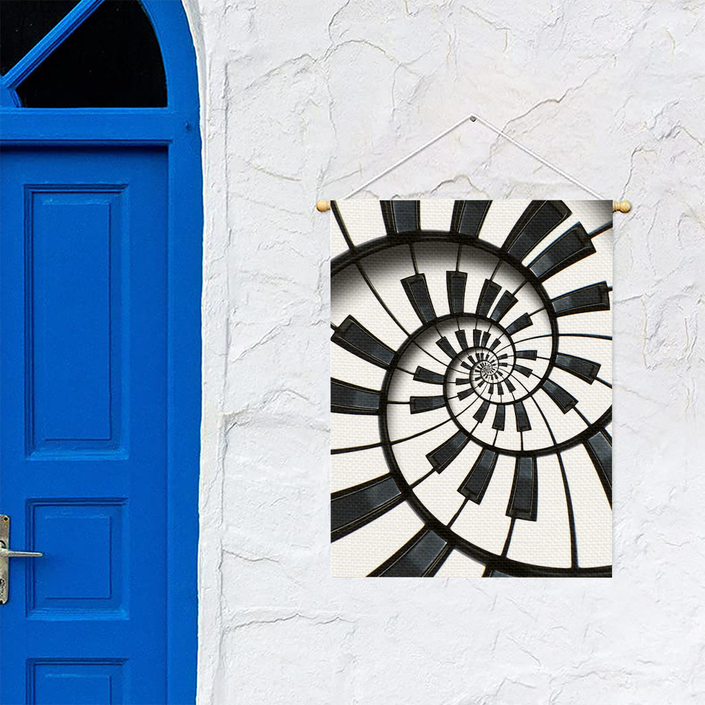 Spiral Piano Keyboard Print Garden Flag