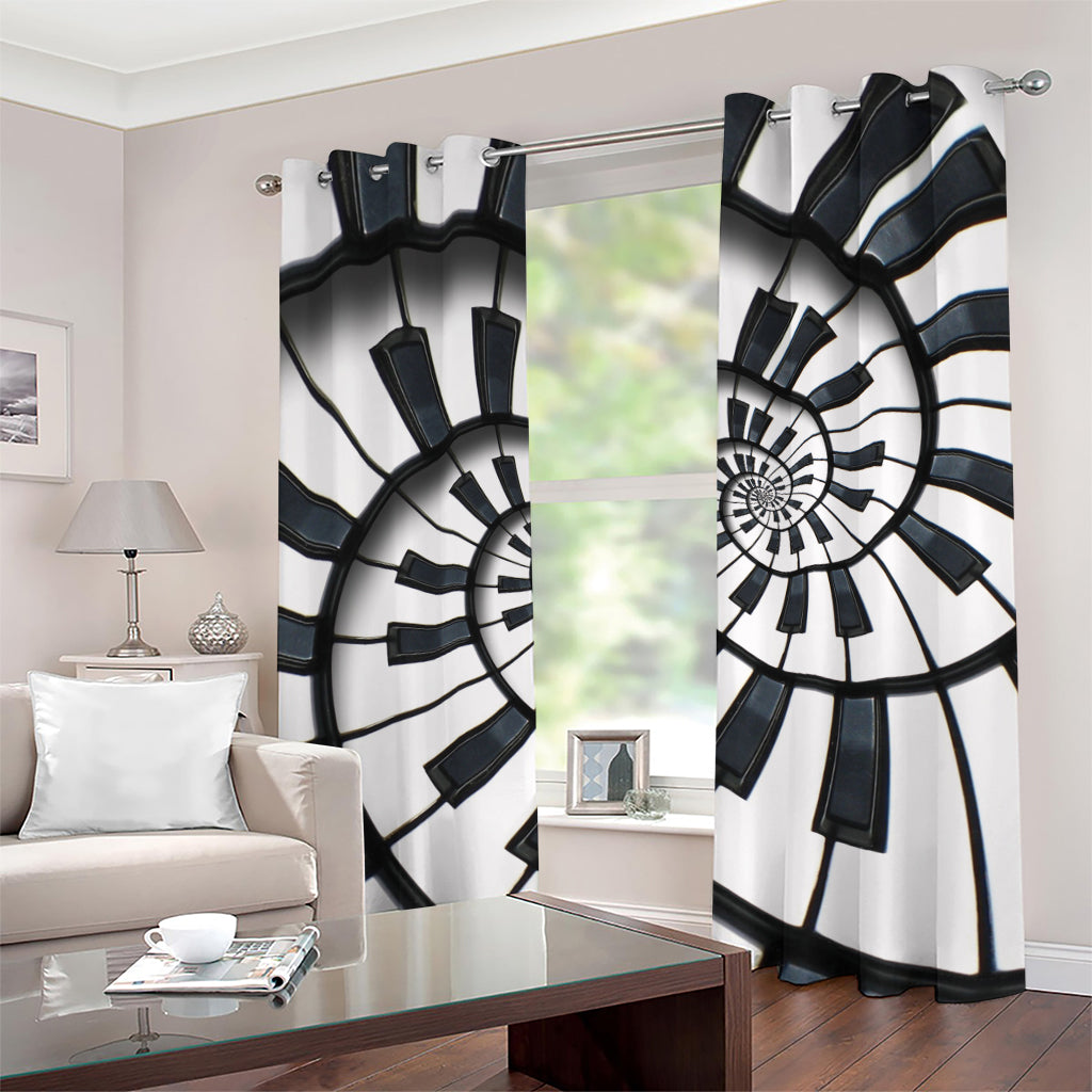 Spiral Piano Keyboard Print Grommet Curtains