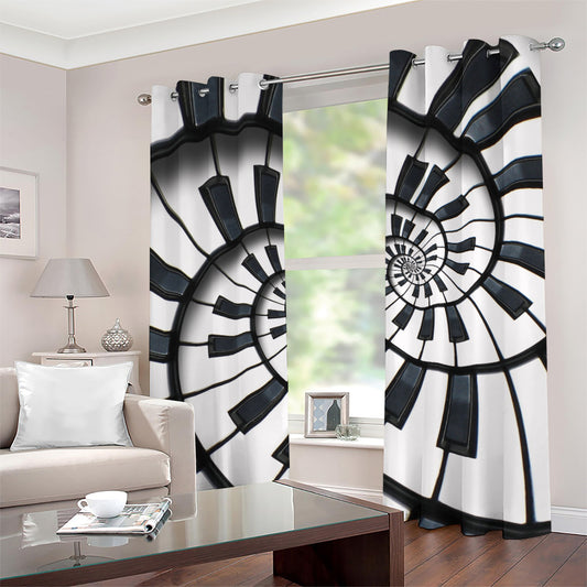Spiral Piano Keyboard Print Grommet Curtains