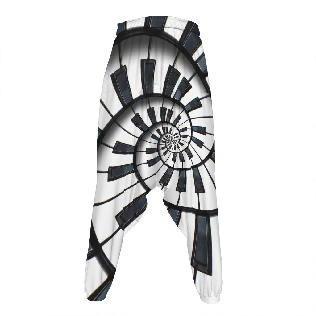 Spiral Piano Keyboard Print Hammer Pants