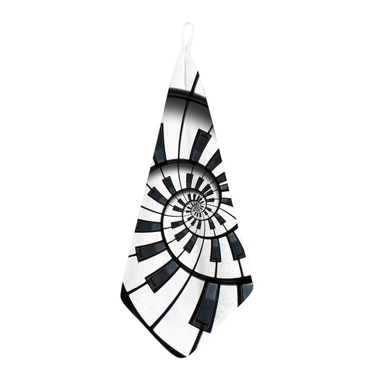 Spiral Piano Keyboard Print Hand Towel