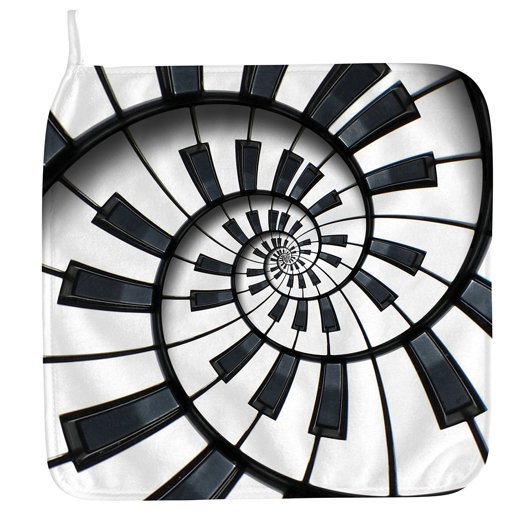 Spiral Piano Keyboard Print Hand Towel