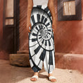 Spiral Piano Keyboard Print Harem Pants