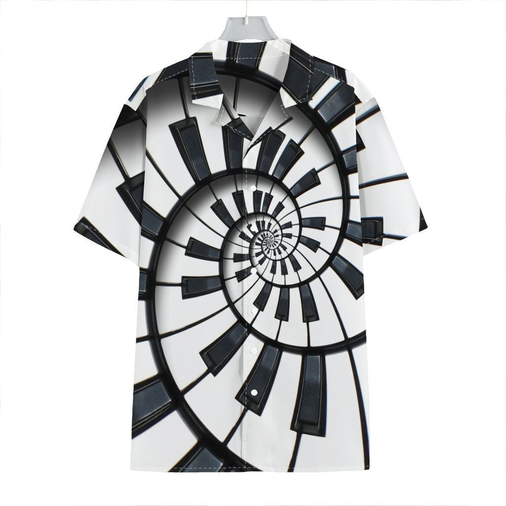 Spiral Piano Keyboard Print Hawaiian Shirt