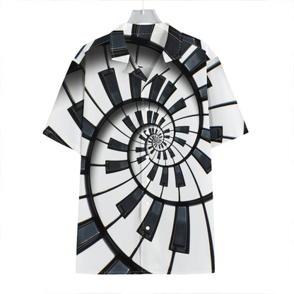 Spiral Piano Keyboard Print Hawaiian Shirt