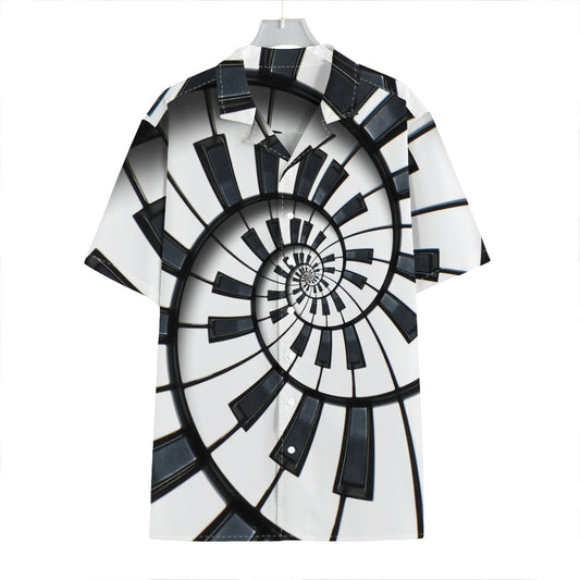 Spiral Piano Keyboard Print Hawaiian Shirt