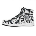 Spiral Piano Keyboard Print High Top Leather Sneakers