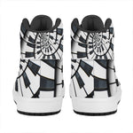 Spiral Piano Keyboard Print High Top Leather Sneakers