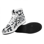 Spiral Piano Keyboard Print High Top Leather Sneakers