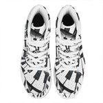 Spiral Piano Keyboard Print High Top Leather Sneakers