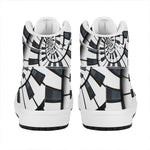 Spiral Piano Keyboard Print High Top Leather Sneakers