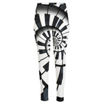 Spiral Piano Keyboard Print High-Waisted Pocket Leggings