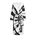 Spiral Piano Keyboard Print Hooded Bathrobe