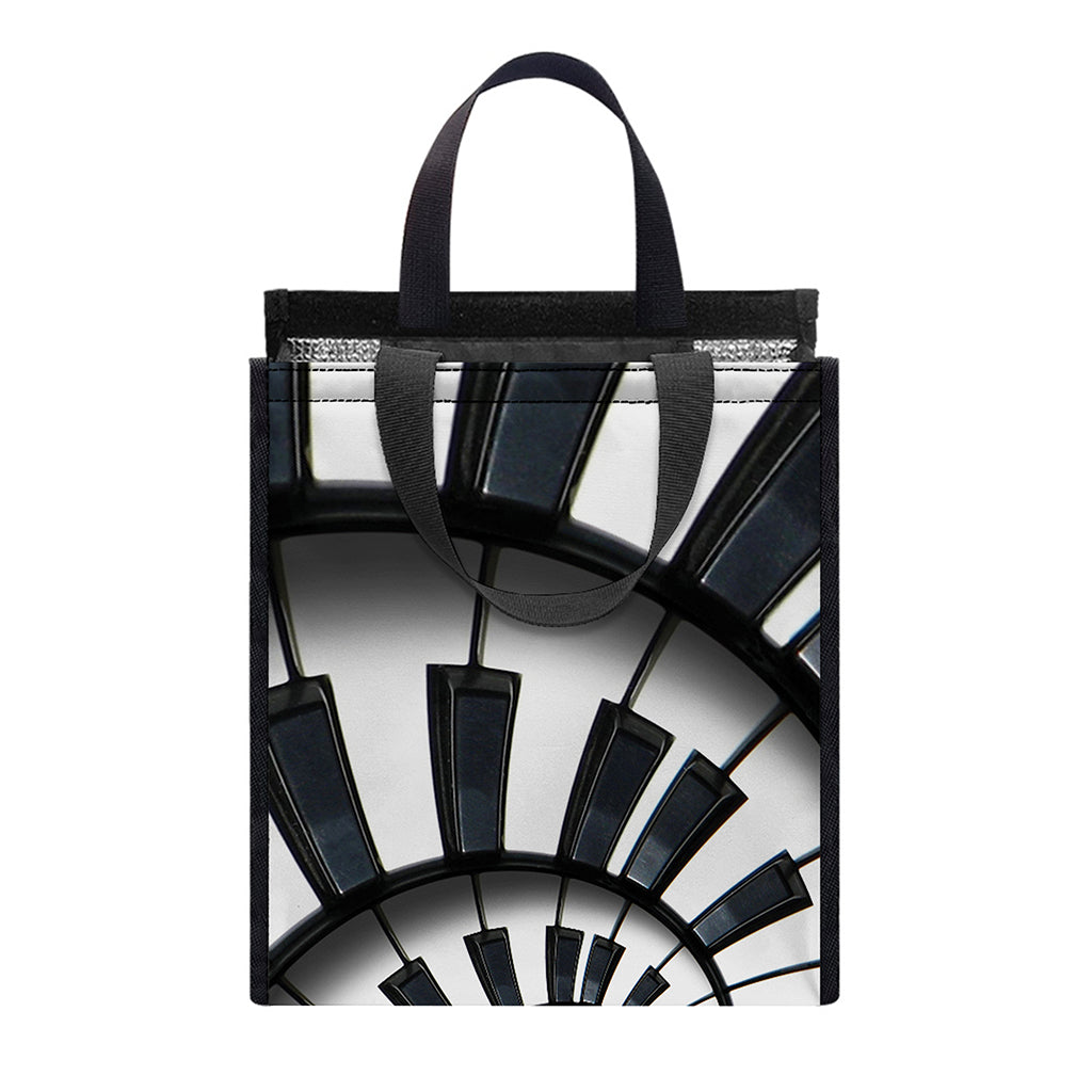 Spiral Piano Keyboard Print Insulated Lunch Tote
