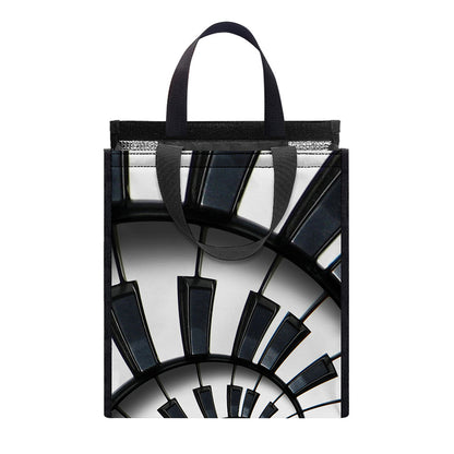 Spiral Piano Keyboard Print Insulated Lunch Tote