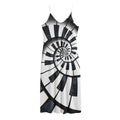 Spiral Piano Keyboard Print Jersey Midi Cami Dress