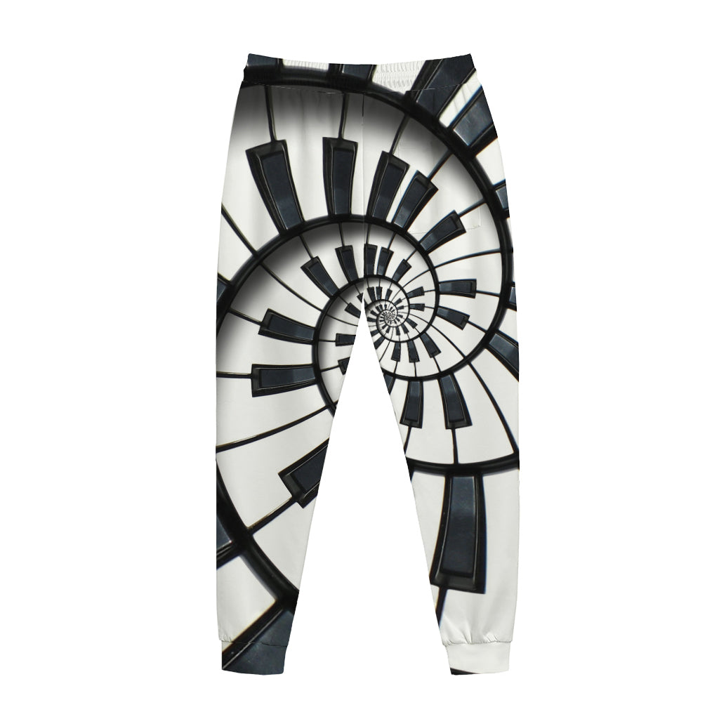 Spiral Piano Keyboard Print Jogger Pants