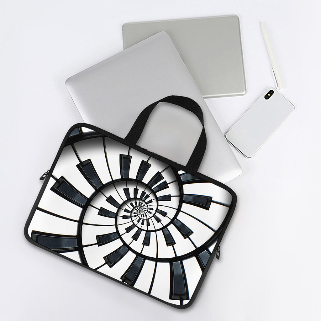 Spiral Piano Keyboard Print Laptop Sleeve With Handle