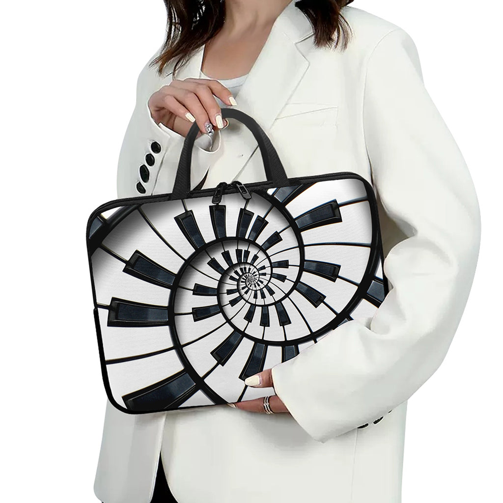 Spiral Piano Keyboard Print Laptop Sleeve With Handle