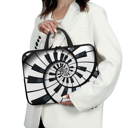 Spiral Piano Keyboard Print Laptop Sleeve With Handle