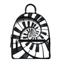 Spiral Piano Keyboard Print Leather Backpack