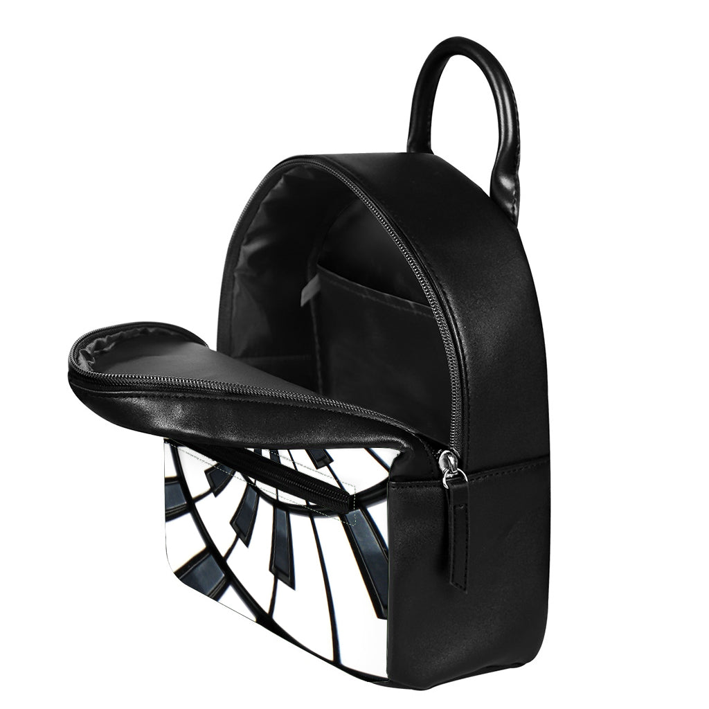 Spiral Piano Keyboard Print Leather Backpack