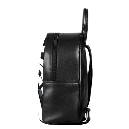 Spiral Piano Keyboard Print Leather Backpack