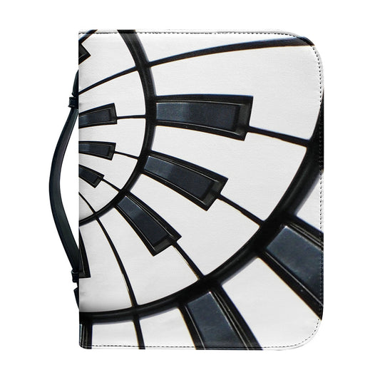 Spiral Piano Keyboard Print Leather Bible Cover