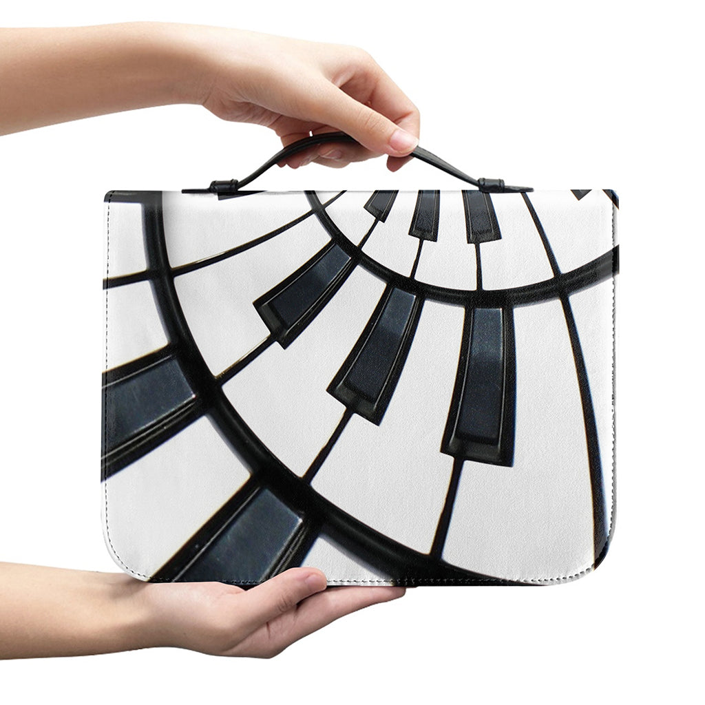 Spiral Piano Keyboard Print Leather Bible Cover