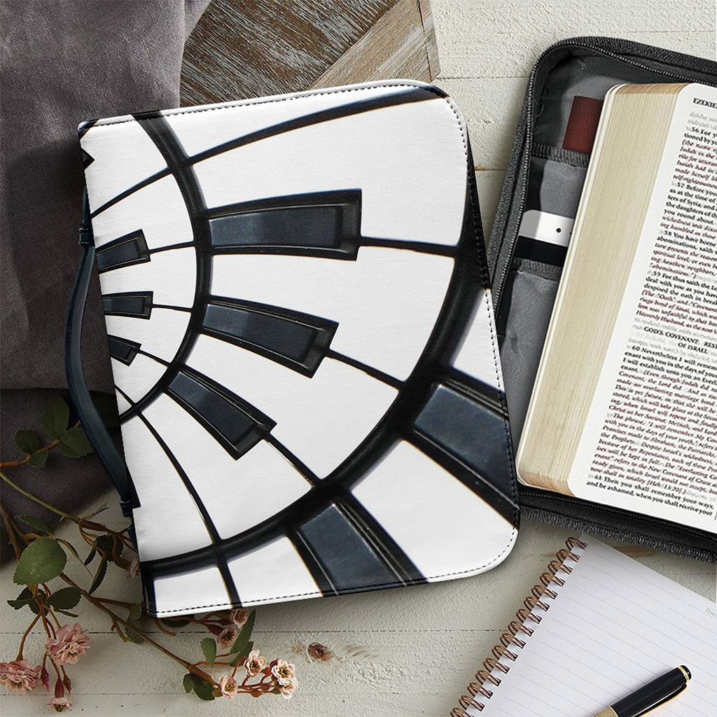 Spiral Piano Keyboard Print Leather Bible Cover