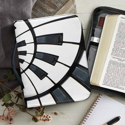 Spiral Piano Keyboard Print Leather Bible Cover